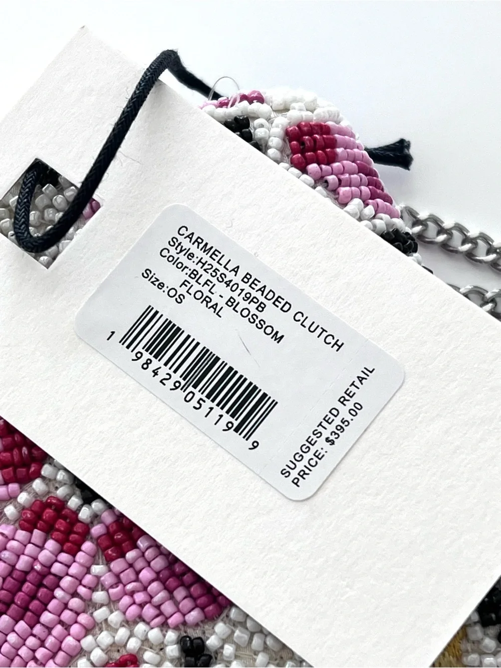 STAUD Carmella Floral Beaded Clutch Bag
